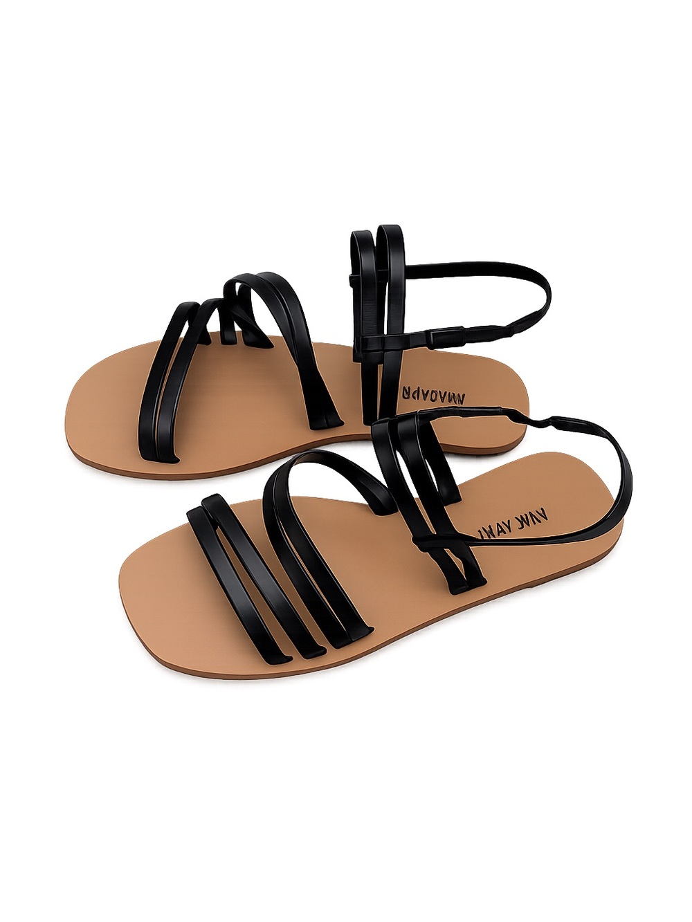 Anacapri Minimalist Strappy Sandals – Black – Size 37